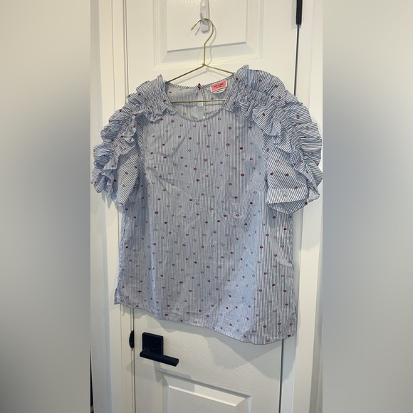 Kate Spade New York Women’s Top – Size Large Ruffle Sleeve Lip Detail - Picture 3 of 8